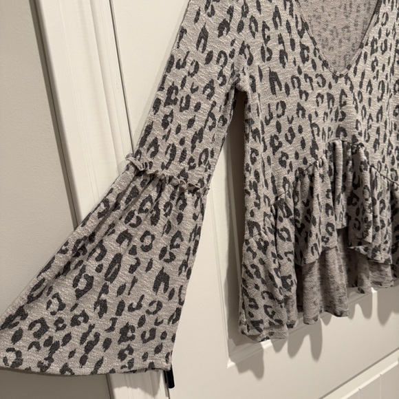 Altar'd State Gray Black Leopard Print Blouse - Picture 11 of 11